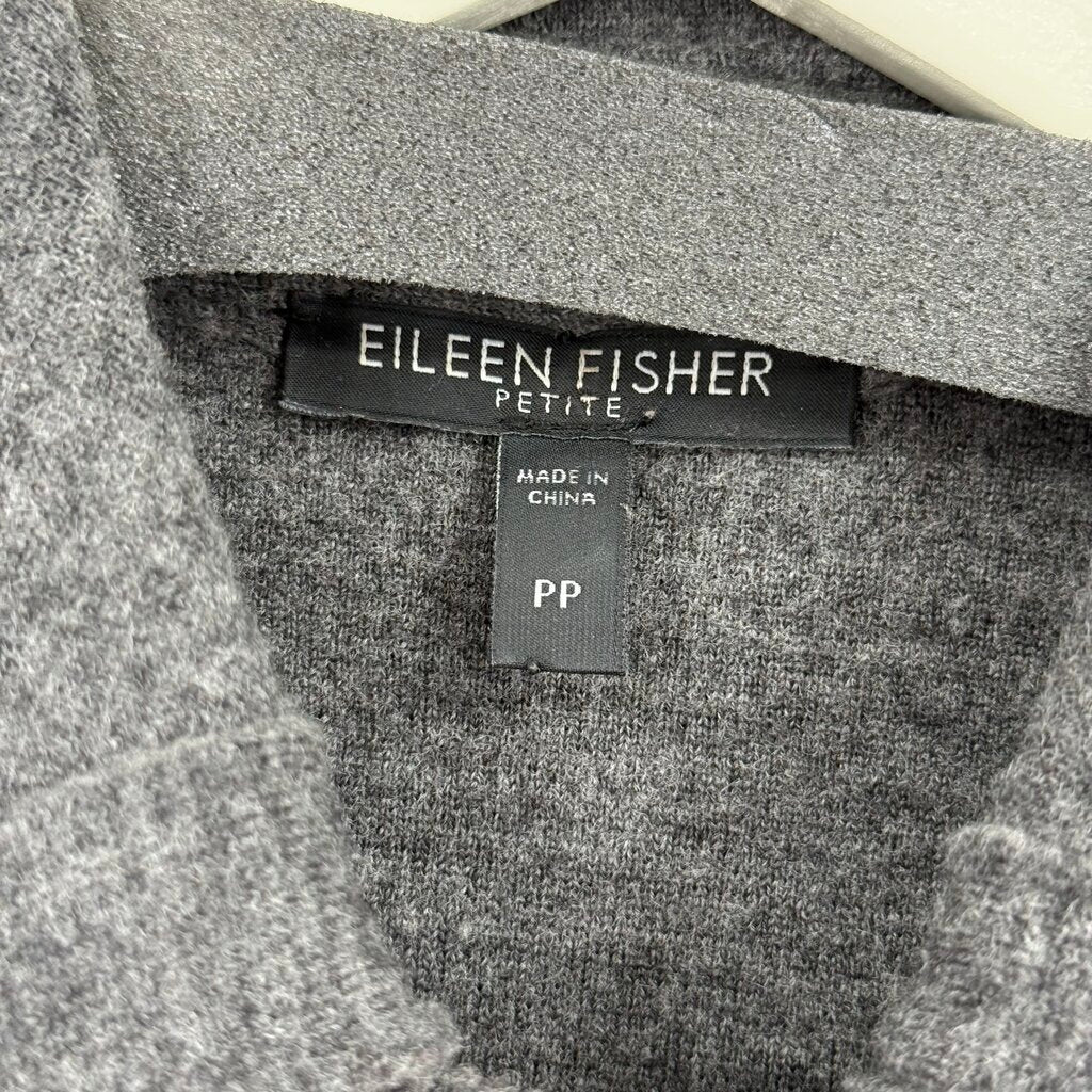 women Eileen Fisher Knit Double Breasted Merino Gray Jacket SP