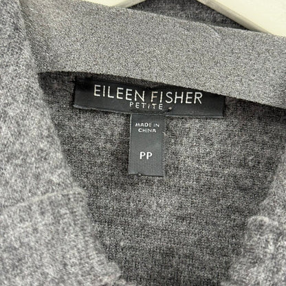 women Eileen Fisher Knit Double Breasted Merino Gray Jacket SP