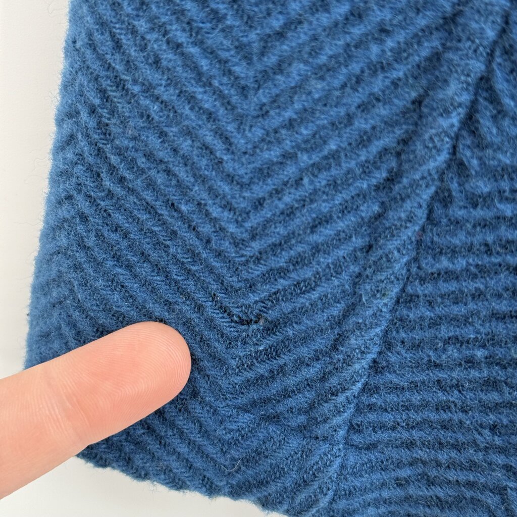 women Saint Saens Wool Blend Herringbone Textured Teal Coat S