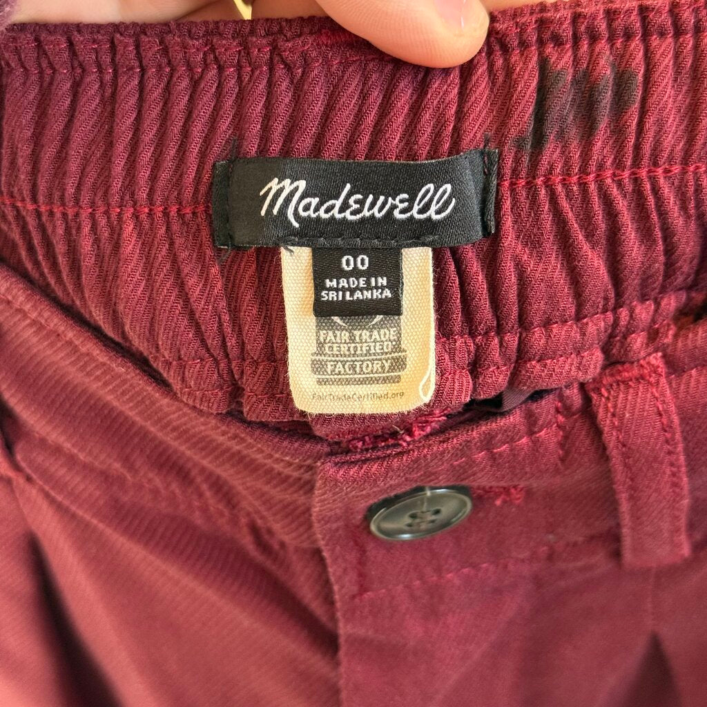 women Madewell Wide Leg Trousers Wine Pants 00