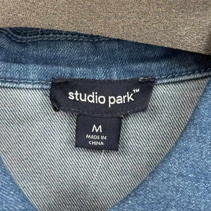women Studio Park NWT Beach Please Denim Blue Yellow Orange Jacket M