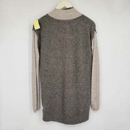 women Moth Color Block Wool Blend Gray Sweater XS