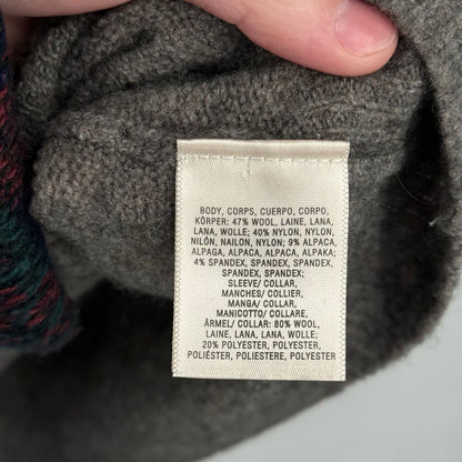 women Moth Color Block Wool Blend Gray Sweater XS
