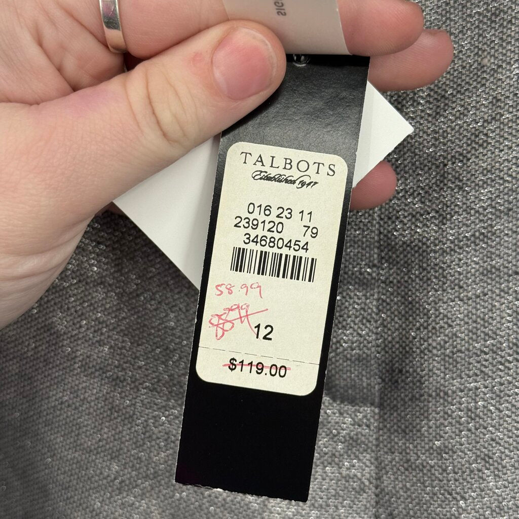 women Talbots NWT Metallic Linen Silver/Gray Pants 12