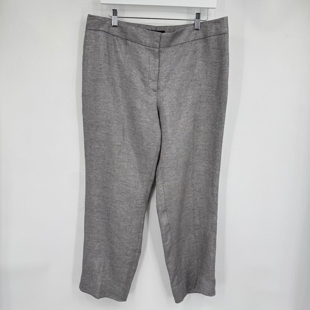 women Talbots NWT Metallic Linen Silver/Gray Pants 12