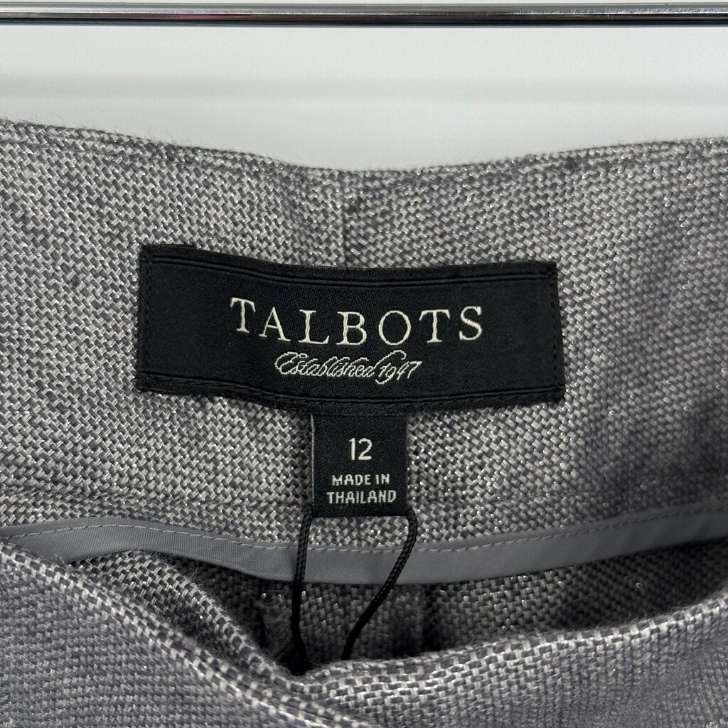 women Talbots NWT Metallic Linen Silver/Gray Pants 12