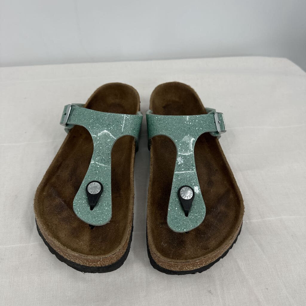 women Birkenstock Cosmic Sparkle Gizeh Sandal Green Shoes 37/6