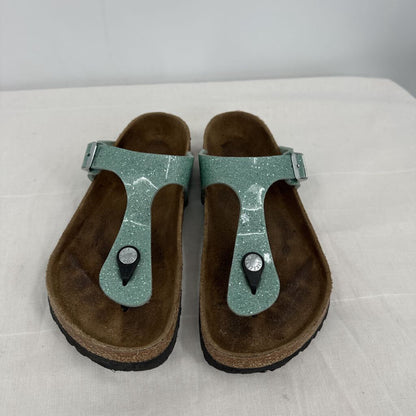 women Birkenstock Cosmic Sparkle Gizeh Sandal Green Shoes 37/6
