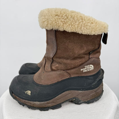 women The North Face Greenland Zip II Waterproof Winter Boots Brown/Black Shoes 6