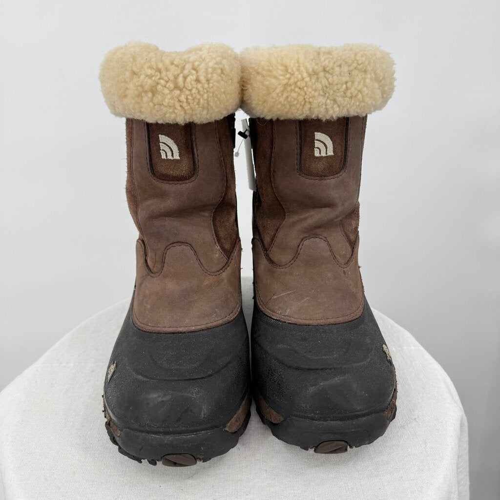 women The North Face Greenland Zip II Waterproof Winter Boots Brown/Black Shoes 6