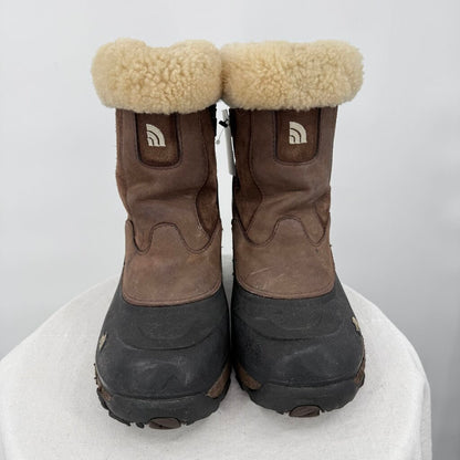women The North Face Greenland Zip II Waterproof Winter Boots Brown/Black Shoes 6