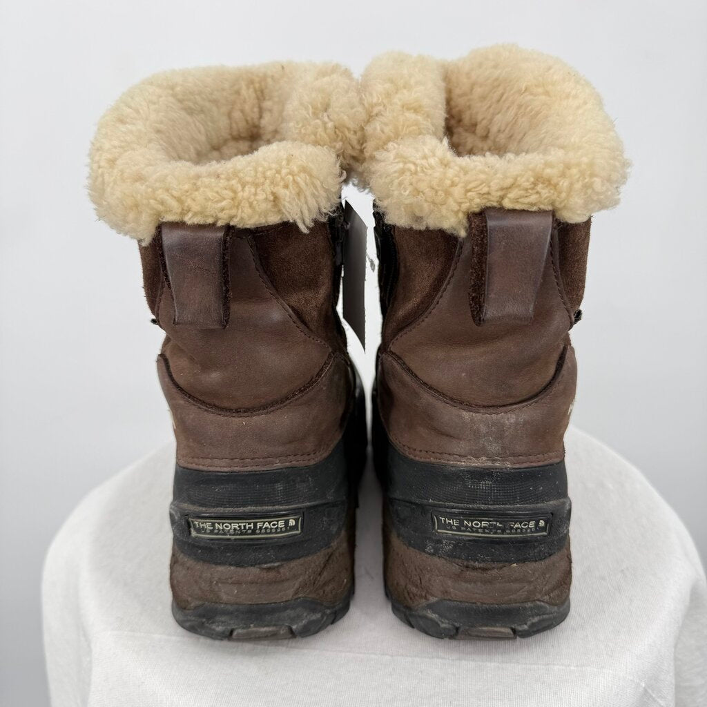 women The North Face Greenland Zip II Waterproof Winter Boots Brown/Black Shoes 6