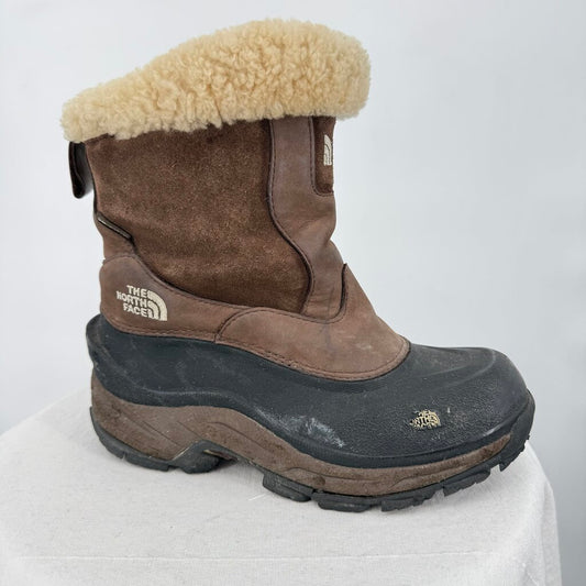 women The North Face Greenland Zip II Waterproof Winter Boots Brown/Black Shoes 6