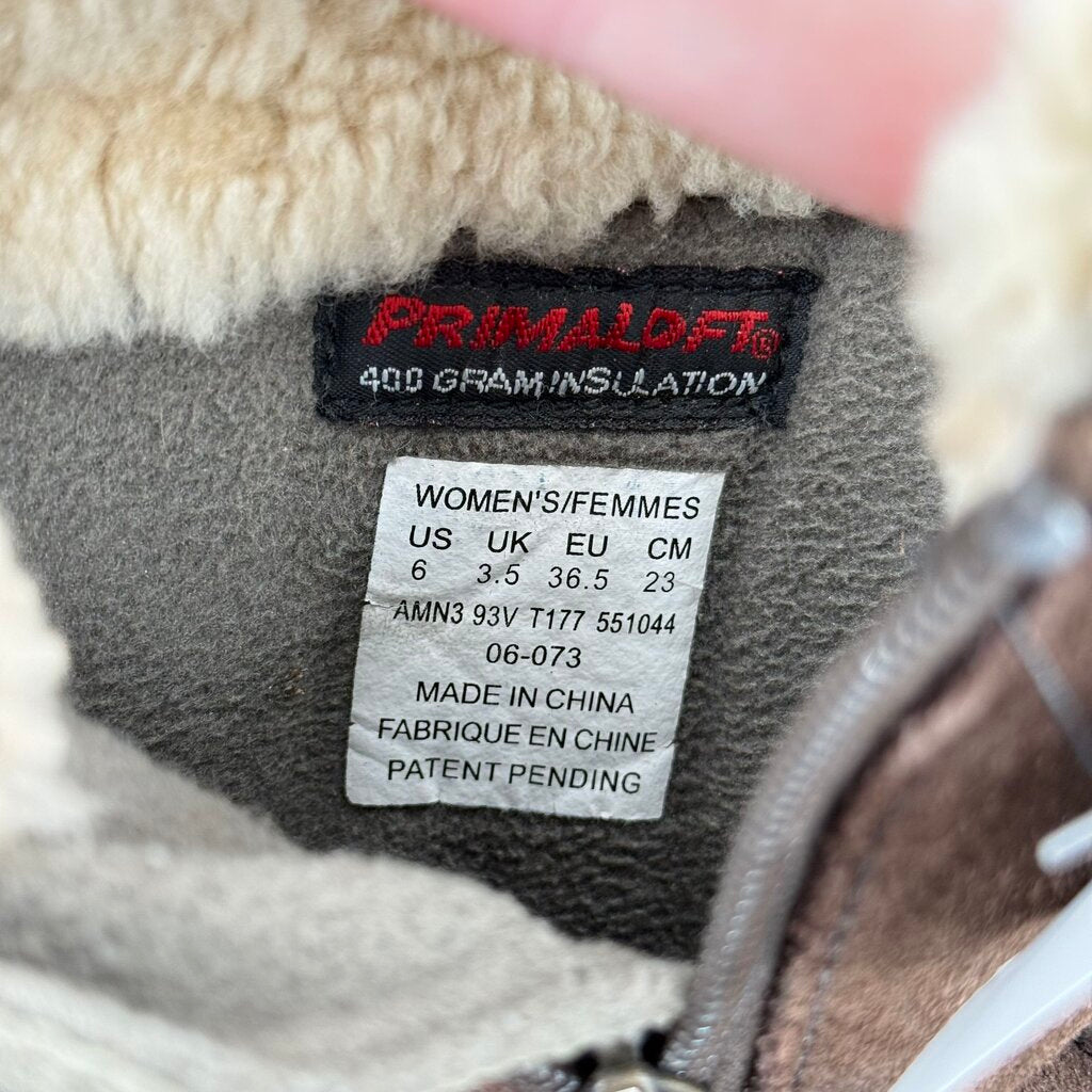 women The North Face Greenland Zip II Waterproof Winter Boots Brown/Black Shoes 6