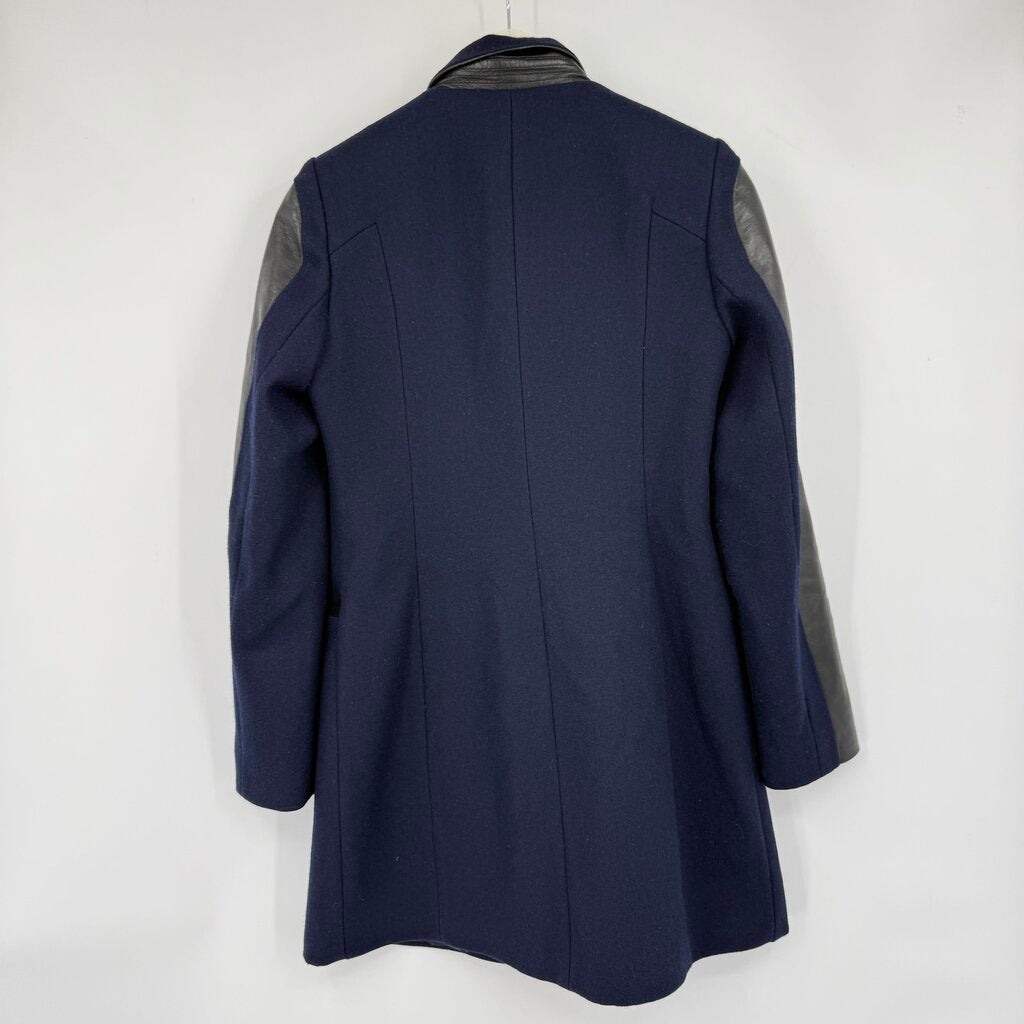 women French Connection Wool & Leather Navy & Black Coat 4