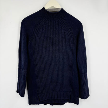 women J. Crew Wool Roll Neck Tunic Navy Blue Sweater S