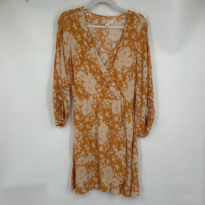 women Band of Gypsies Long Sleeve Floral Mustard & Beige Dress M