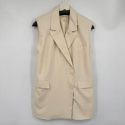 women Open Edit Tailored Vest Cream Woven Top S