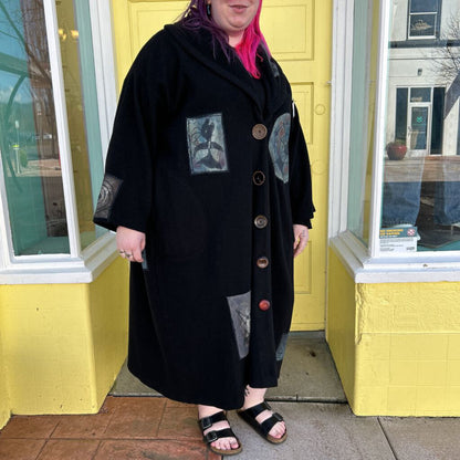 women Bluefish Wool Overcoat Black Coat XL/XXL
