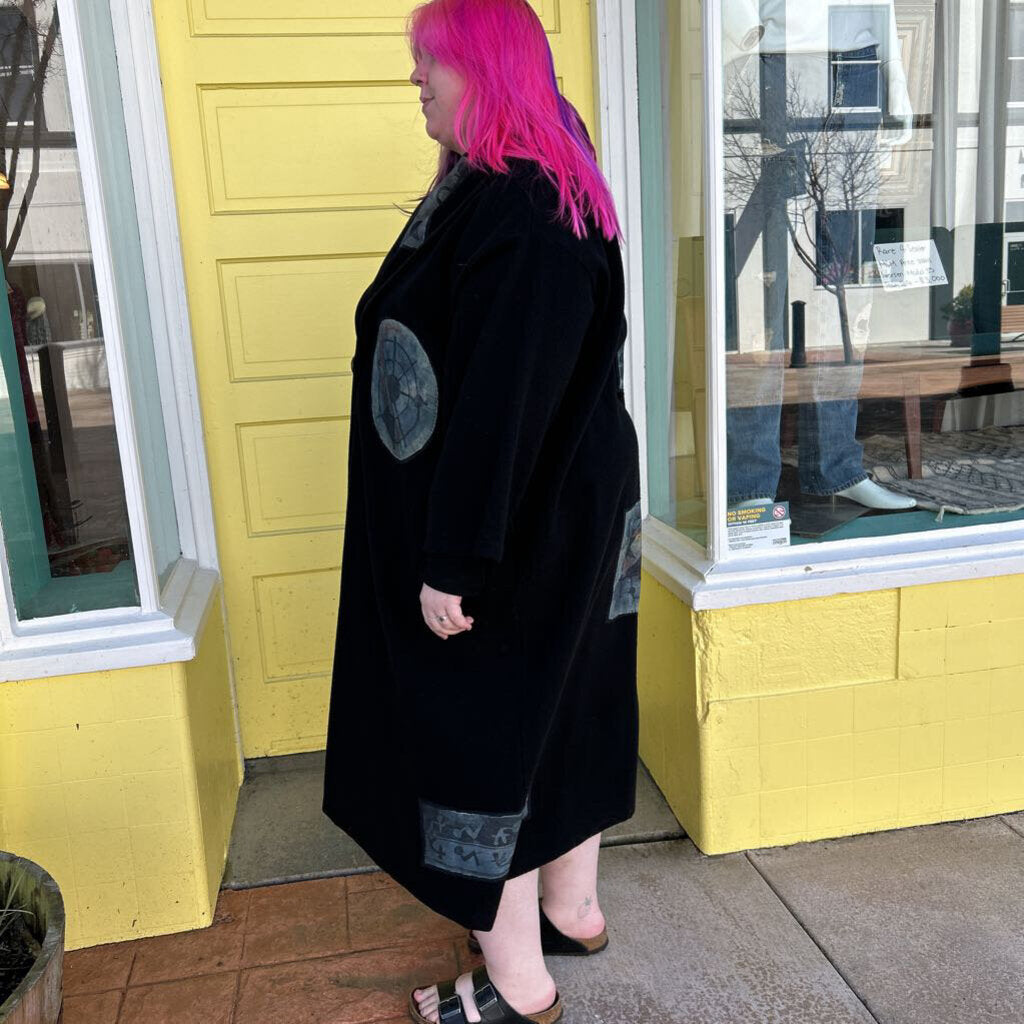 women Bluefish Wool Overcoat Black Coat XL/XXL