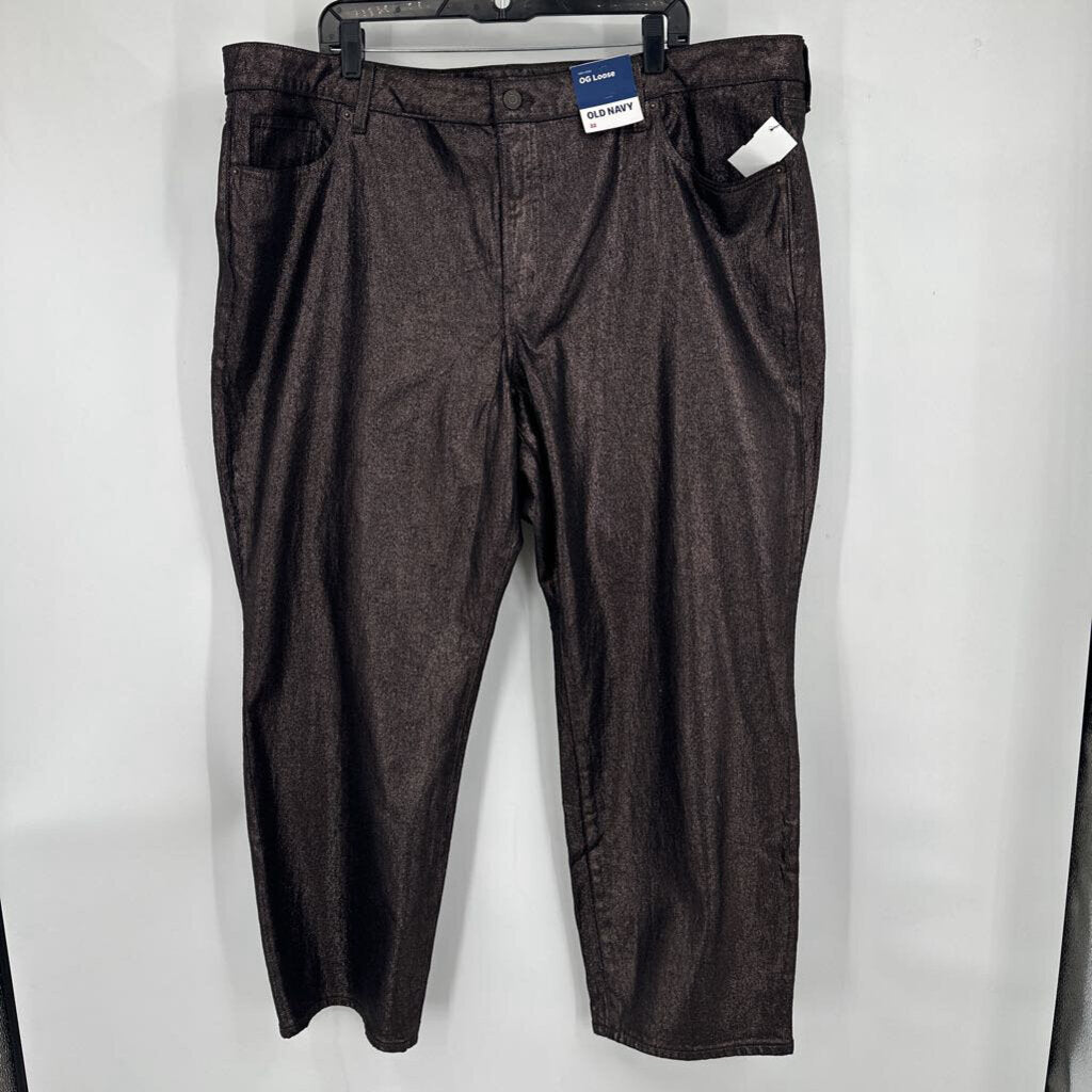 women Old Navy NWT OG Loose Metallic Black/Silver Jeans 22/3X