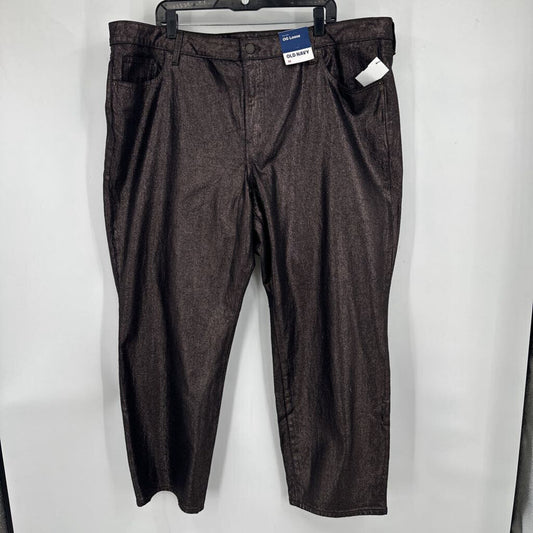 women Old Navy NWT OG Loose Metallic Black/Silver Jeans 22/3X
