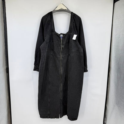 women Future Collective NWOT Denim Full Zip Midi Aged Black Dress 24/26