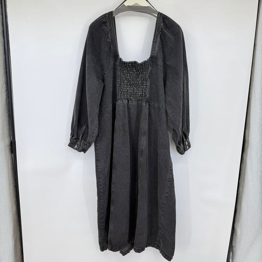 women Future Collective NWOT Denim Full Zip Midi Aged Black Dress 24/26