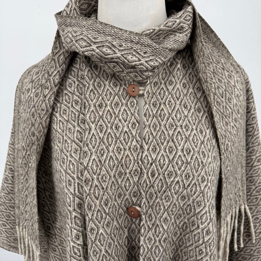 Made in Mexico Natural Wool Poncho Jacket
