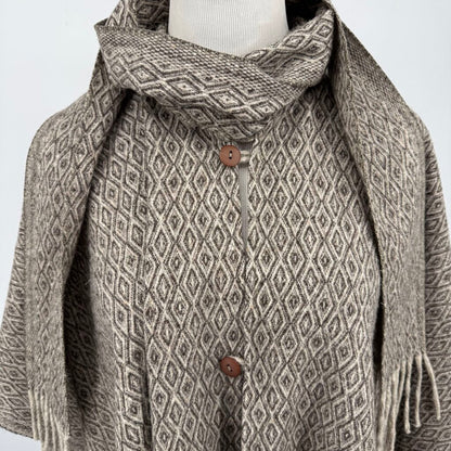 Made in Mexico Natural Wool Poncho Jacket