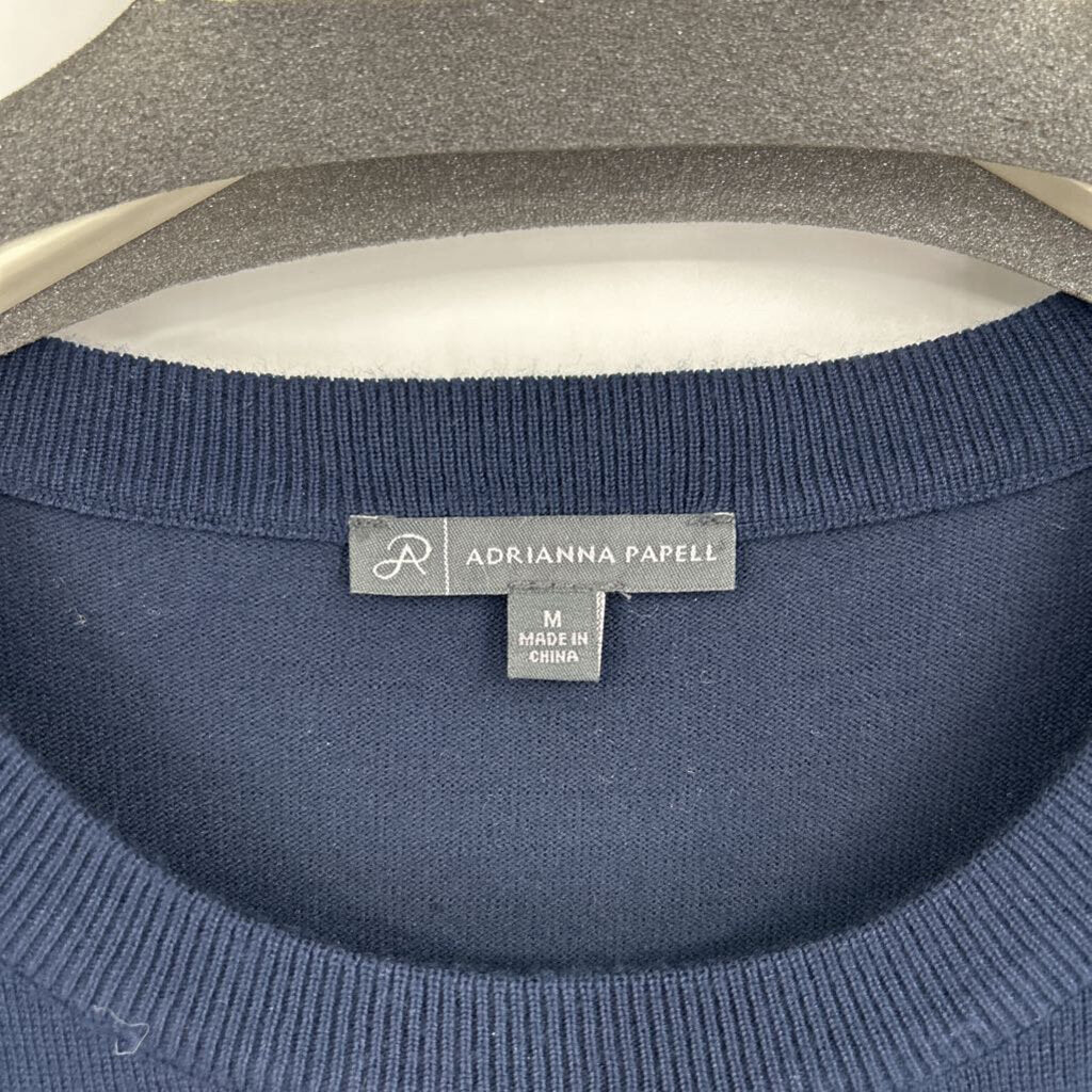 women Adrianna Papell Pleated Back Navy Blue Sweater M