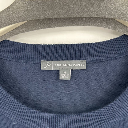 women Adrianna Papell Pleated Back Navy Blue Sweater M