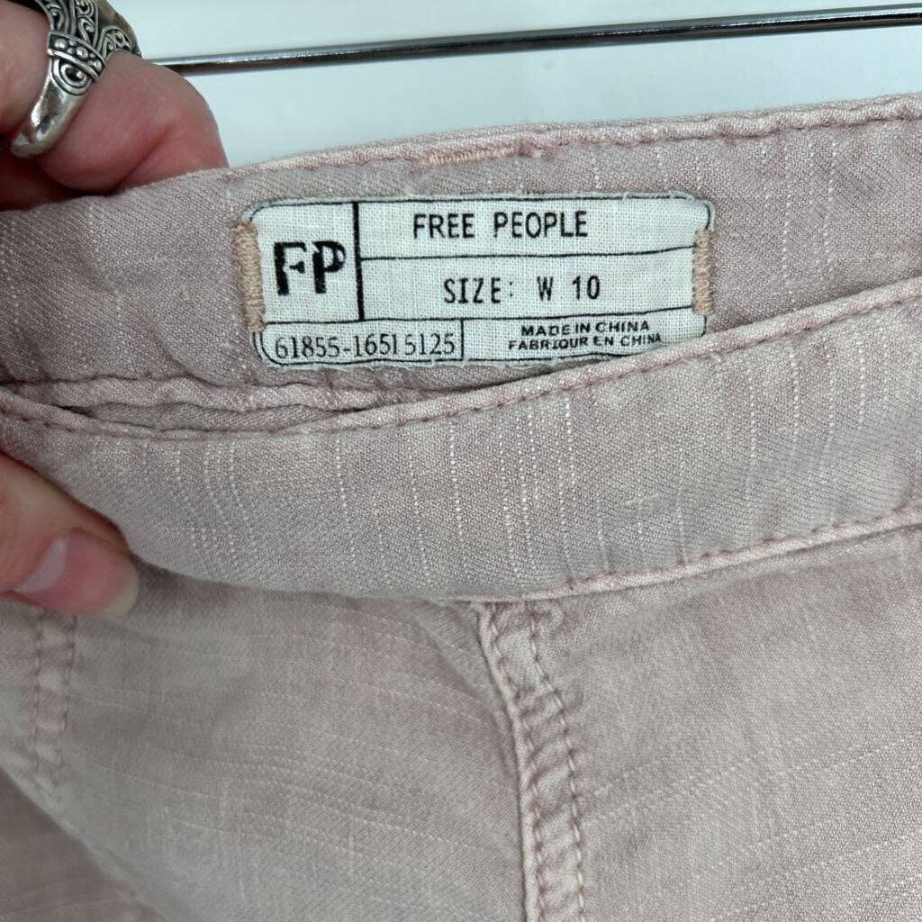 women Free People Linen Pale Mauve Pink Shorts 10