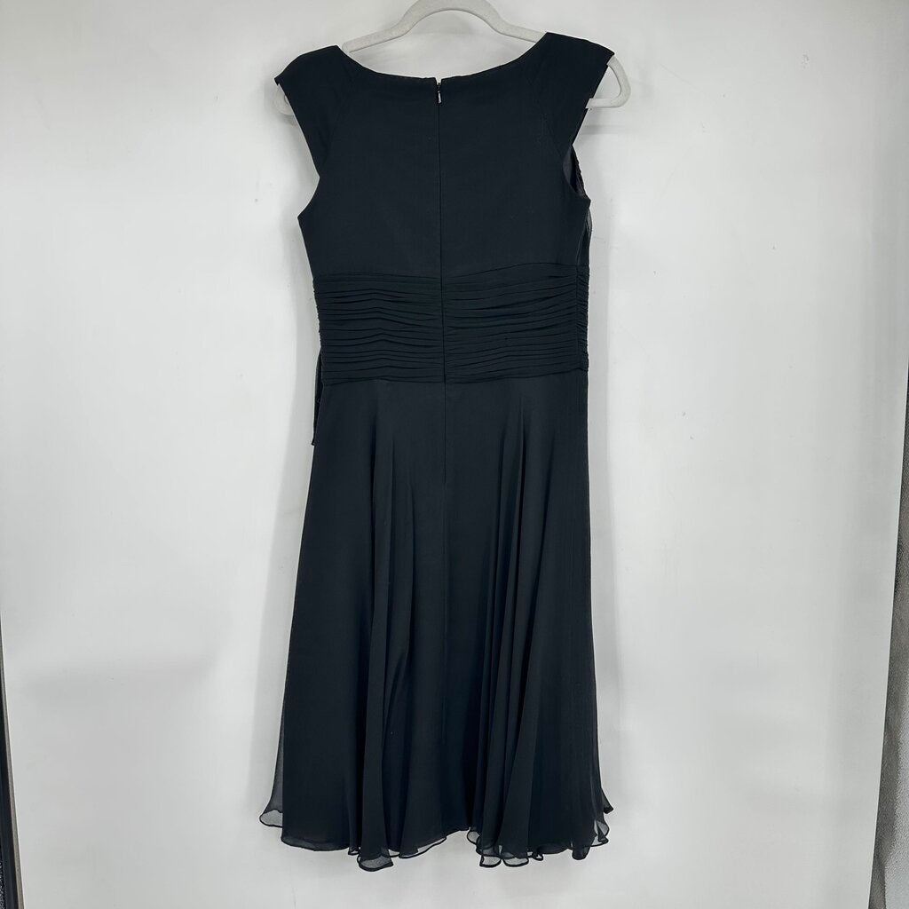 women Laundry by Shelli Segal SILK Splice-V Wide Strap Black Dress 4