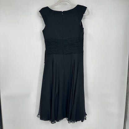 women Laundry by Shelli Segal SILK Splice-V Wide Strap Black Dress 4
