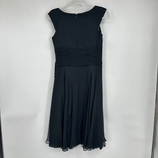 women Laundry by Shelli Segal SILK Splice-V Wide Strap Black Dress 4