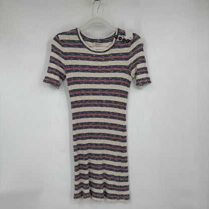 women Madewell Ribbed Striped Knit Cream Navy Red Dress S