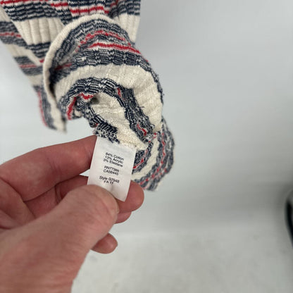 women Madewell Ribbed Striped Knit Cream Navy Red Dress S