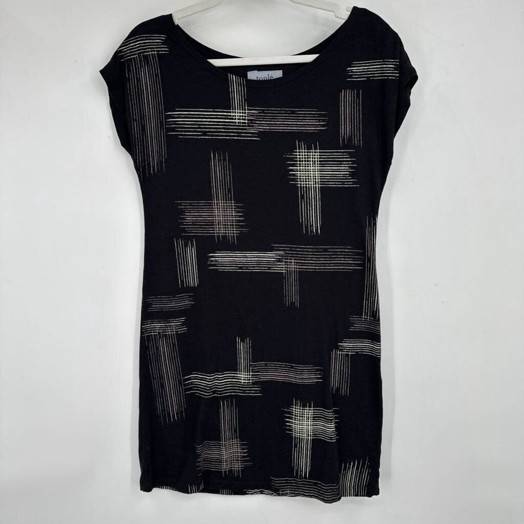 women Tonle Crosshatch Pattern Knit Black Dress S