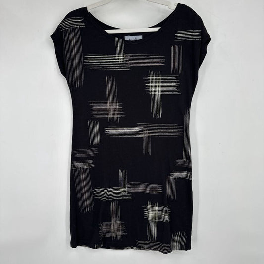 women Tonle Crosshatch Pattern Knit Black Dress S
