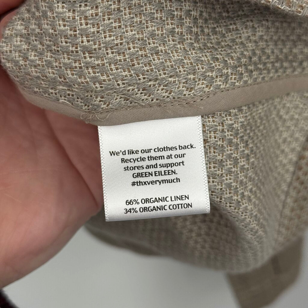 women Eileen Fisher NWT Stand Collar Org Linen/Cotton Taupe Jacket L