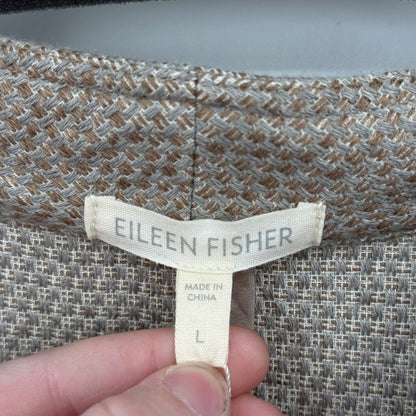 women Eileen Fisher NWT Stand Collar Org Linen/Cotton Taupe Jacket L