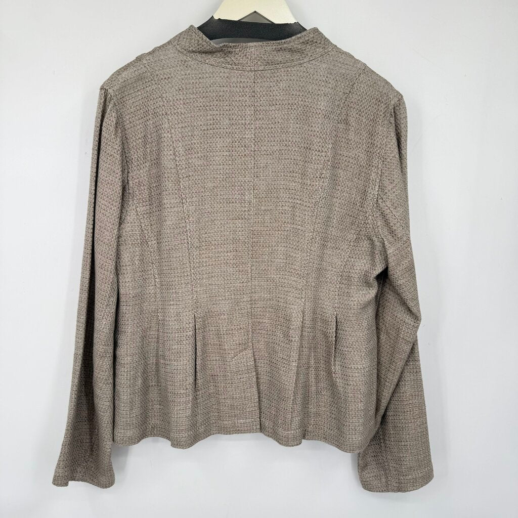 women Eileen Fisher NWT Stand Collar Org Linen/Cotton Taupe Jacket L