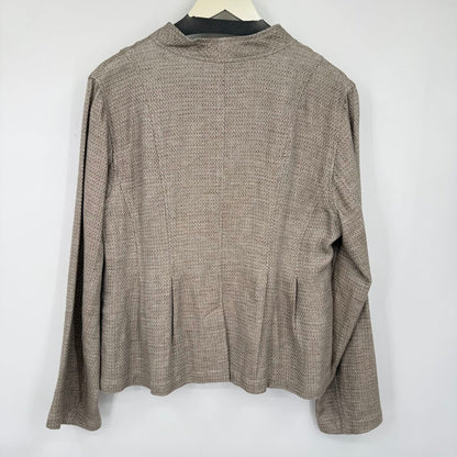 women Eileen Fisher NWT Stand Collar Org Linen/Cotton Taupe Jacket L