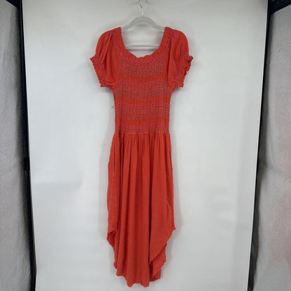 women Free People Catch Me Midi Coral Dress L