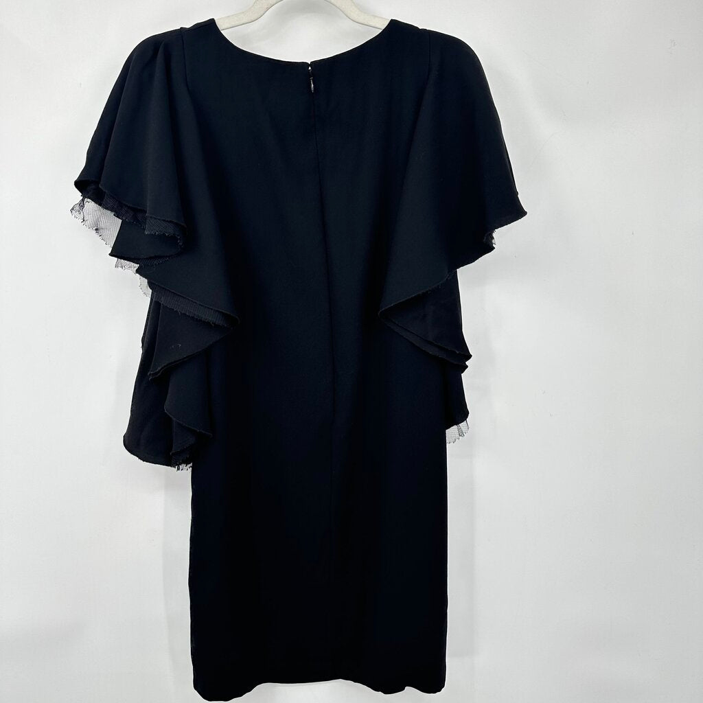 women BCBG Max Azria Solace Ruffle Sleeve Black Dress 10