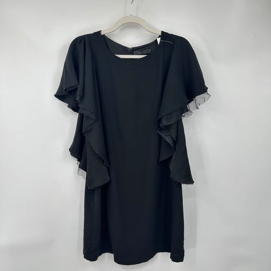 women BCBG Max Azria Solace Ruffle Sleeve Black Dress 10