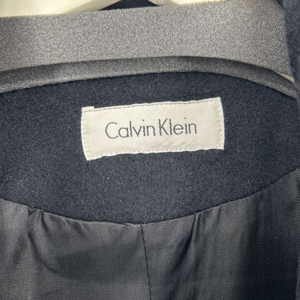 women Calvin Klein 90s Vintage Merino Wool Overcoat Black Coat 6