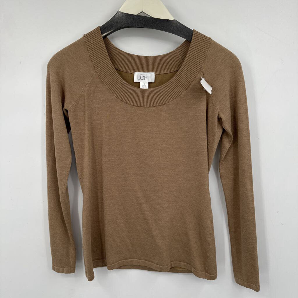 women Loft Fine Gauge Silk Taupe Sweater S
