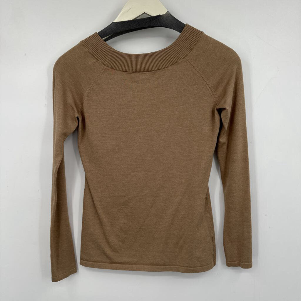 women Loft Fine Gauge Silk Taupe Sweater S